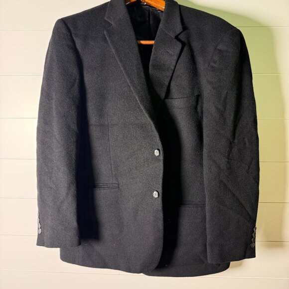 Hilton Club 100% Camel Hair Black Blazer Jacket Sports Coat Sz 44R - Picture 1 of 10